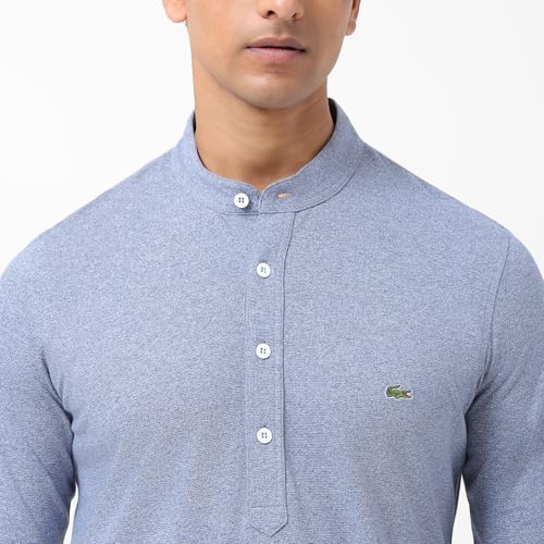 Lacoste Men's Cotton Solid Slim Dress Shirt (YH003H_Blue