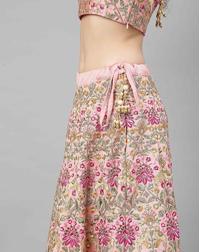 AG Clothing Women's Silk Semi Stitched Lehenga Choli With Dupatta | Heavy Embroidery Pattern | Traditional, Wedding, Ethnic Wear Lehenga (ZC-m7108-Pink)