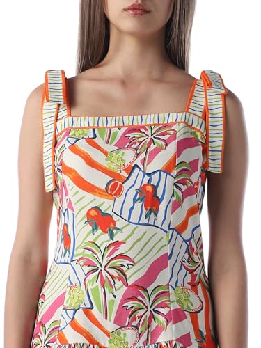ONLY Women's Abstract Print Fit and Flare Multicolor Dress