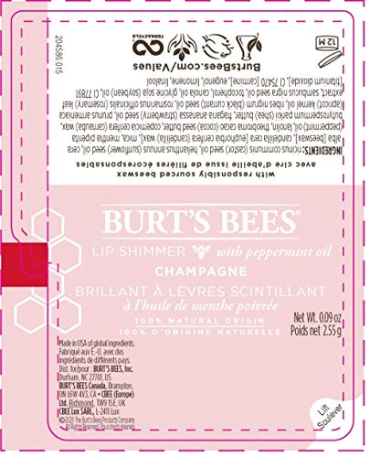 Burt's Bees 100% Natural Moisturizing Lip Shimmer, Champagne, 1 Tube