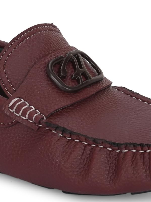 HITZ Men's Brown Leather Casual Loafers - UK 9