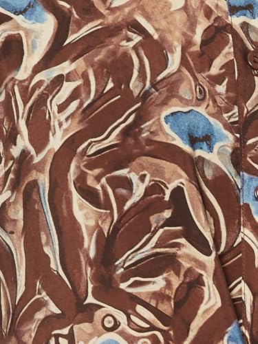 Max Women Printed Tiered Dress with Belt(Brown_XS)