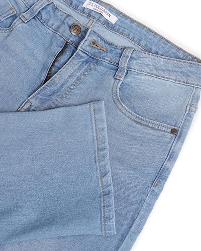 U.S. POLO ASSN. Women's High Rise Washed Flared Jeans (UWAW22JN039_Blue_30)