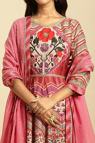 Wishful by W Women's Polyester Dress & Dupatta (23AUSP11442-122624_Multicolour