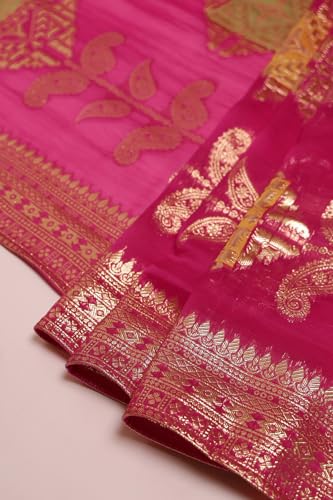 Soch Womens Pink Organza Zari Woven Suit Set With Zardosi