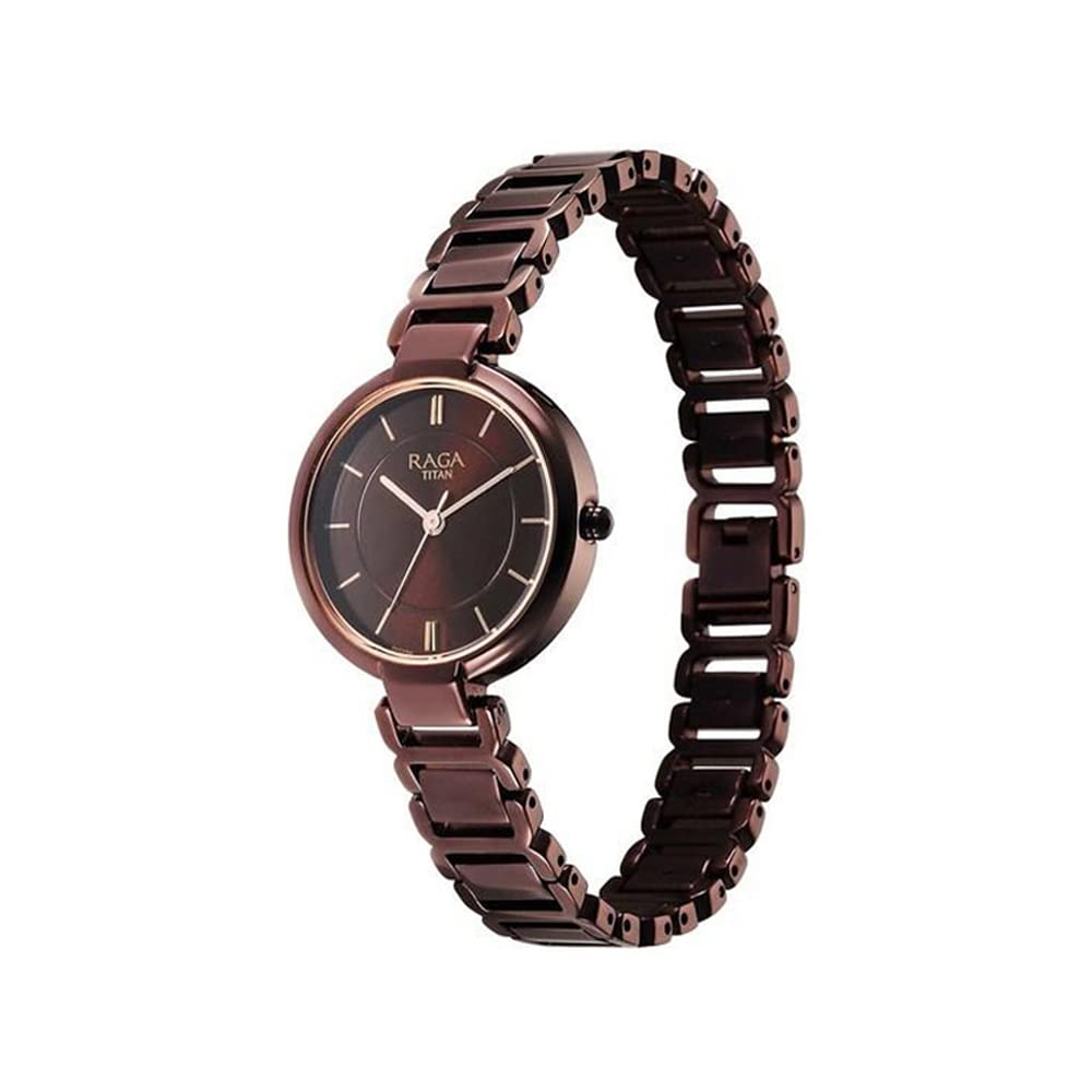 Titan Brass Analog Brown Dial Women's Watch-2608Qm02