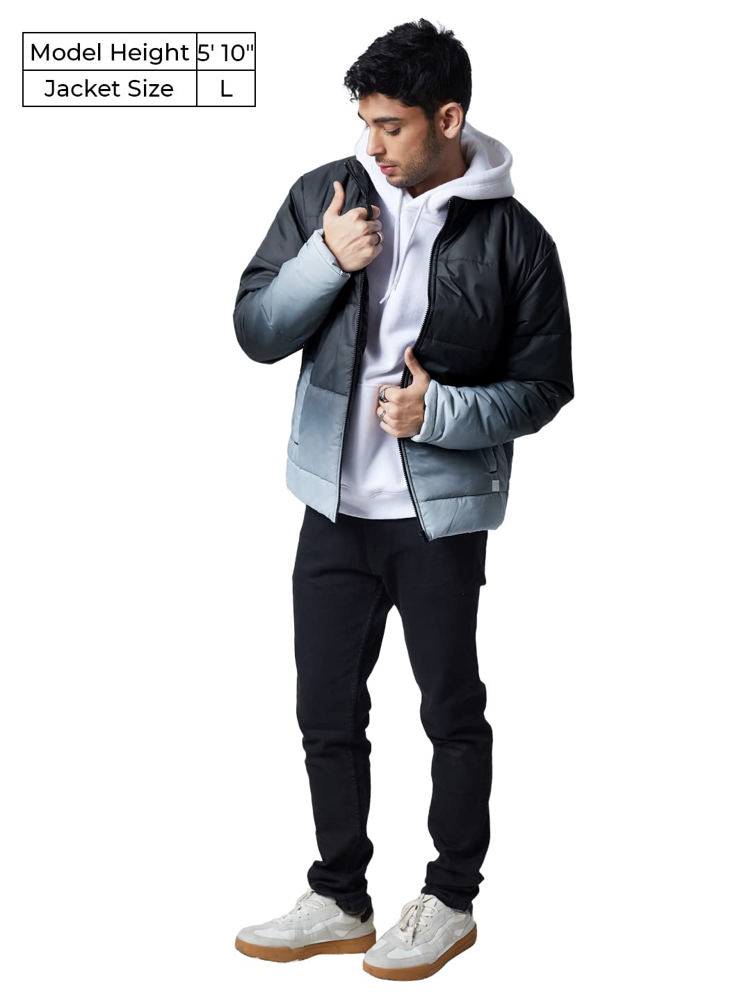 The Souled Store| Gangsta Jacket Mens and Boys Puffer Jackets|Full Sleeve|Regular fit Solid| 100% Polyester Grey Color Men Puffer Jackets