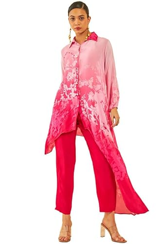Soch Womens Fuchsia Crepe Floral Printed Co-Ord Set with Sequins Details