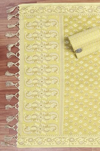 BIBA Women Blue Cotton Unstitched Suit Set_FREE SIZE
