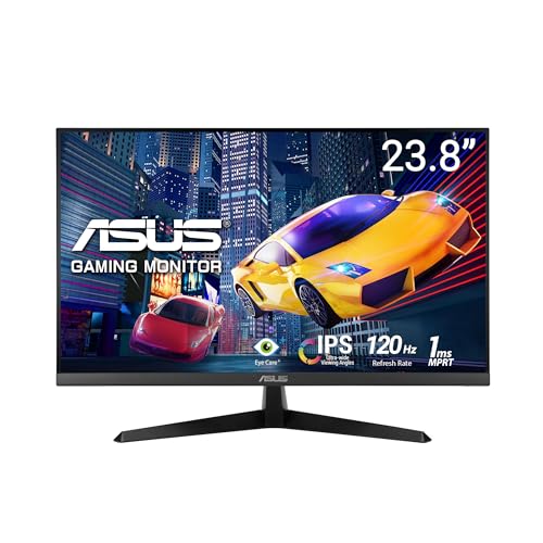 ASUS VY249HGR Eye Care Gaming Monitor – 24-Inch (23.8-Inch viewable), IPS, Full HD, Frameless, 120Hz, Adaptive-Sync, 1ms MPRT, HDMI, Low Blue Light, Flicker Free, Wall Mountable