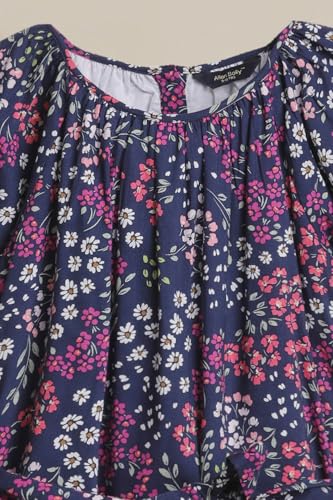 Girls Navy Print Casual Dress