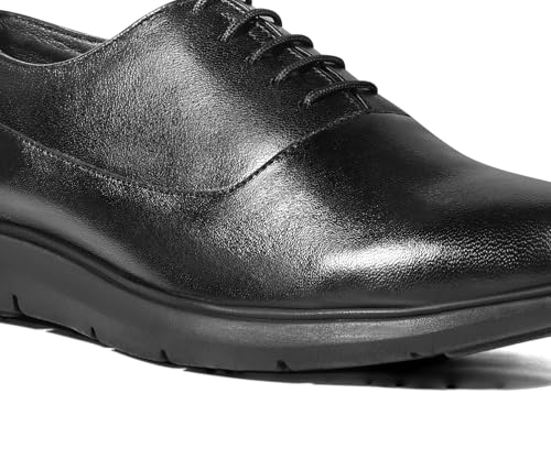 LOUIS STITCH Jet Black Leather Shoes for Men | Lightweight Men’s Derbys | Comfortable Derbys Shoes | LSLXPLDBJB| UK-9