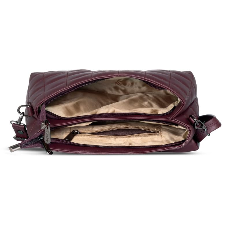 Catchy Maroon Faux Leather Magnet Closure Womens Handbag