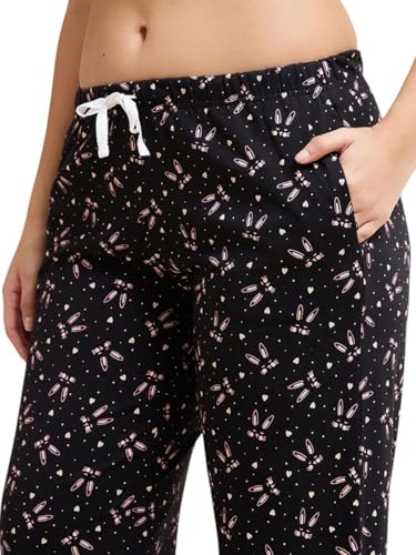 Amante Black Printed Cotton Women Nightsuit
