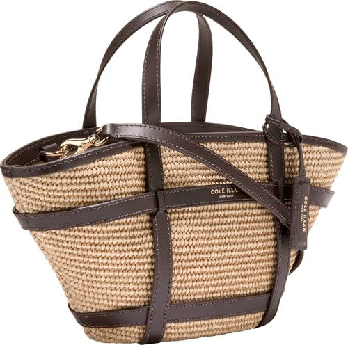Cole Haan Women's Key West Crossbody, Natural Raffia/Dk. Chocolate, UNIT