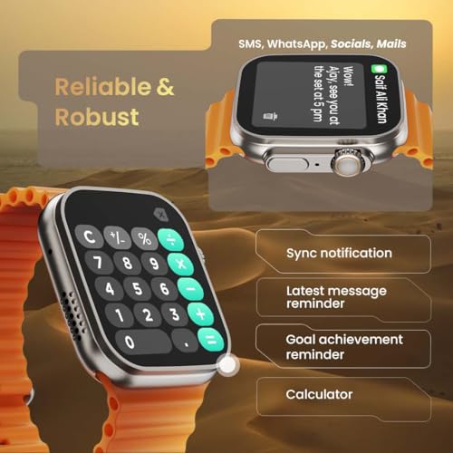 GOBOULT Newly Launched Crown Smart Watch 1.95'' Screen, BT Calling, Working Crown, Zinc Alloy Frame, 900 Nits Brightness, AI Voice Assistant, SpO2 Monitoring, 120+ Sports Mode (Tangerine)