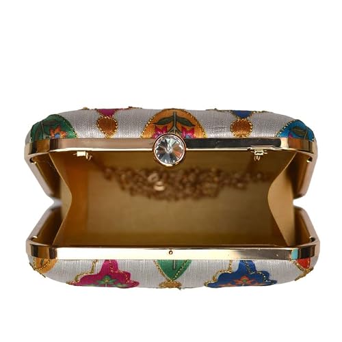 Artklim Traditional Motifs On Dreamy White Background Clutch Bag for women with Detachable Strap