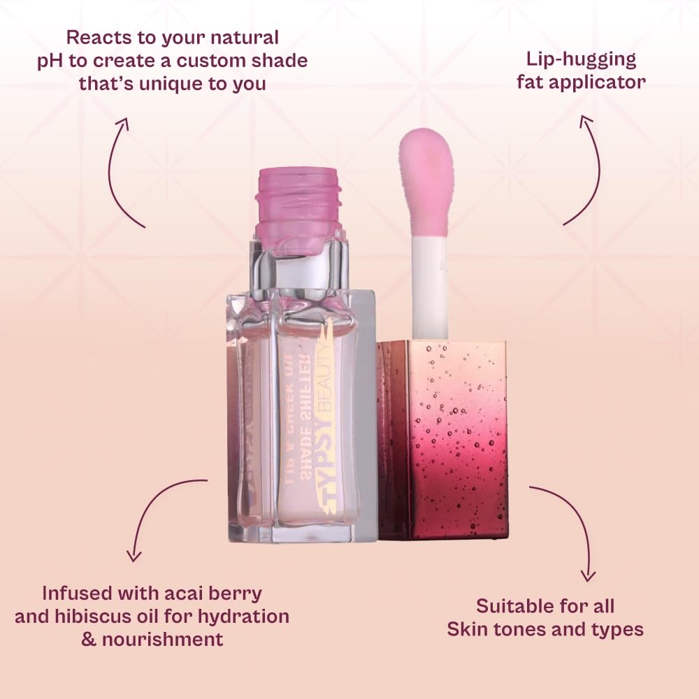 Typsy Beauty Shade Shifter PH Reactive Colour Changing Lip & Cheek Oil PH-Enomnal I Nourishing with Acai Berry & Hibiscus Oil Extracts I Unique Pink Shade Based on Skin's PH I Formulated In Italy 6.4g