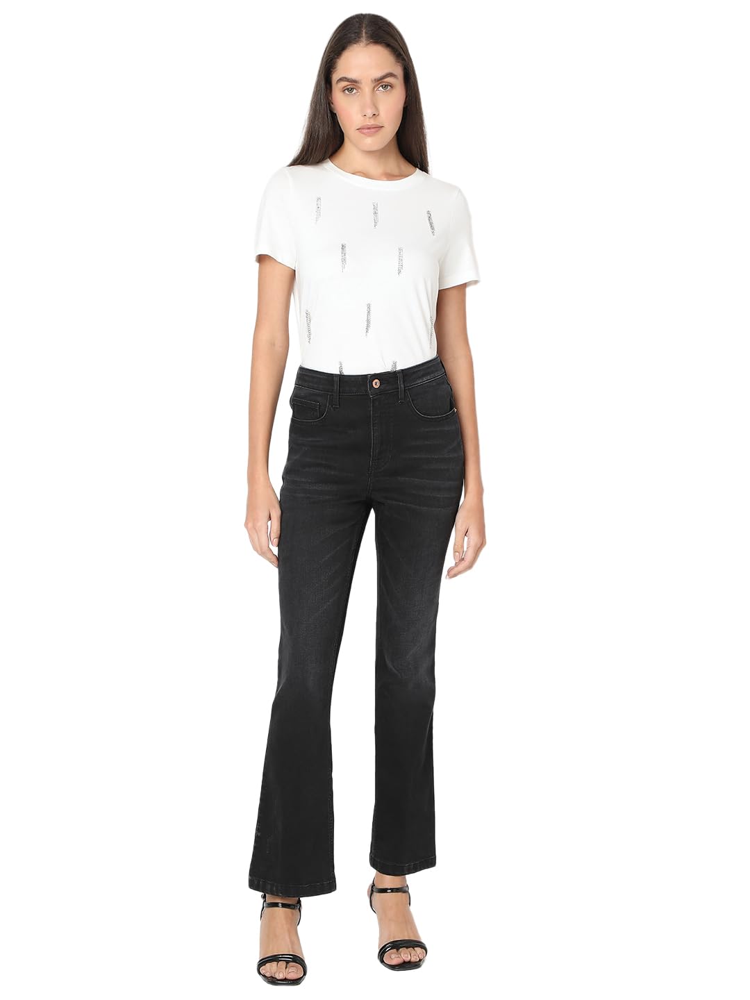 VERO MODA Women's Bootcut High-Rise Black Jeans