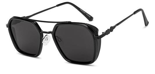VINCENT CHASE EYEWEAR By Lenskart|Black Grey Full Rim Geometric|Fashion Essentials|Branded Latest And Stylish Sunglasses Hexagonal| 100% Uv Protected|Men & Women|Large|Vc S15801