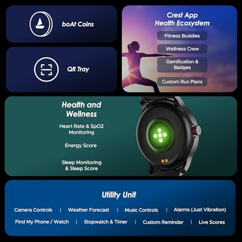 boAt Newly Launched Lunar Discovery w/ 1.39" (3.5 cm) HD Display, Turn-by-Turn Navigation, DIY Watch Face Studio, Bluetooth Calling, Emergency SOS, QR Tray, Smart Watch for Men & Women(Active Black)