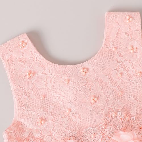 Hopscotch Girls Pink Sleeveless Floral Applique Beaded Gown for Age (3-4 Years)