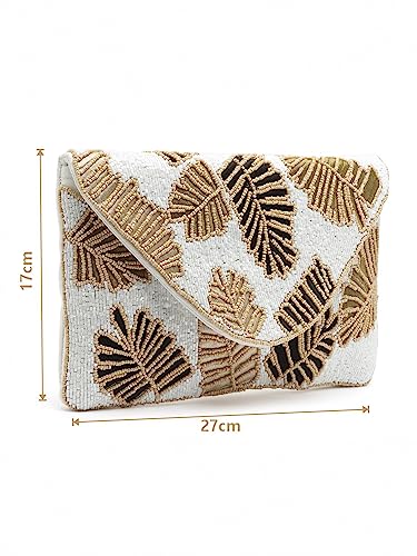 Anekaant Boho Off White & Multi Botanical Embellished Cotton Canvas Sling Bag