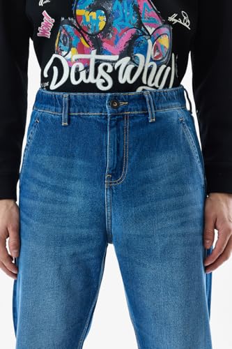 SNITCH Men Casual Jeans | Slouchy Fit with Mid Rise & Relaxed Thigh | 100% Cotton Woven Fabric for Summer Comfort & Casual Wear |Blue