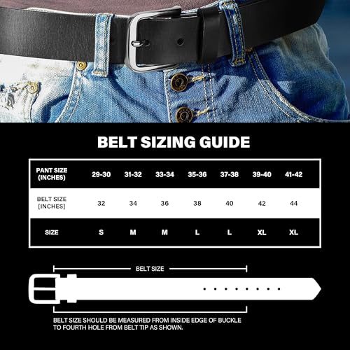 Wrangler Men’s Full Grain Genuine Leather 35mm Thick Casual Belt for Jeans, Pants, 35mm Black, 36 (waist 33-34)