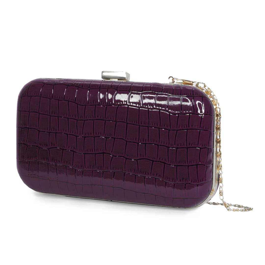 Modern Myth Fearless Purple Faux Croco Skin Party Clutch for Women