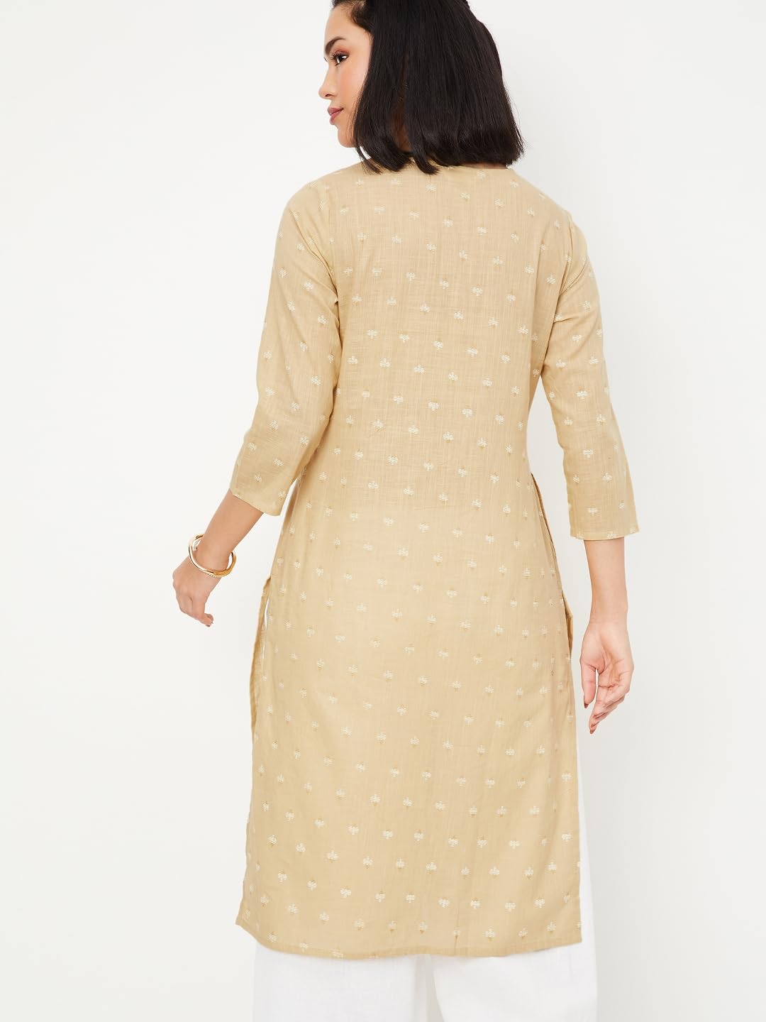 Max Women's Cotton Blend Regular Kurta (LOPKSP25BI_Beige