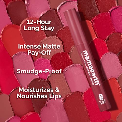 Mamaearth Moisture Matte Longstay Lipstick with Avocado Oil & Vitamin E for 12 Hour Long Stay-19 Spiced Petals - 2 g