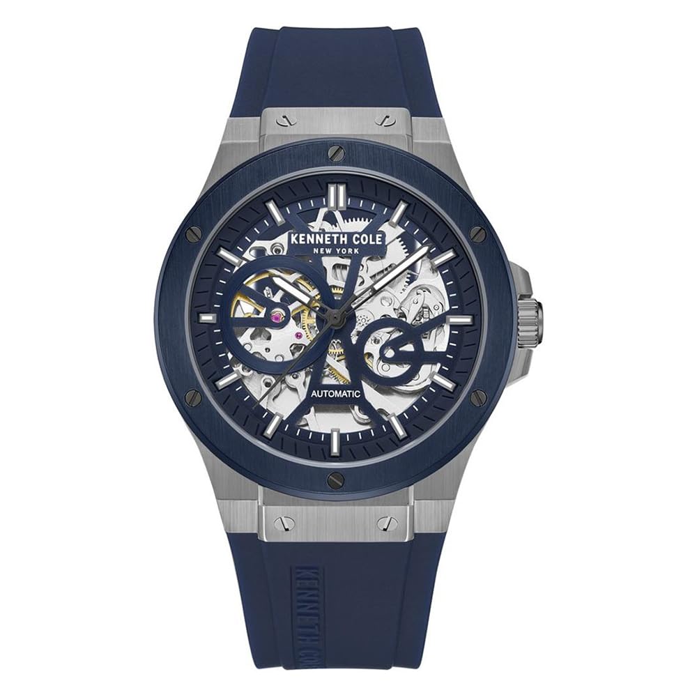 Kenneth Cole Automatic Automatic Blue Dial Stainless Steel Strap Watch for Men-KCWGZ0063903MN
