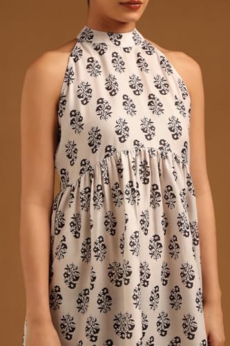 Soch Womens Off White Linen Floral Tunic