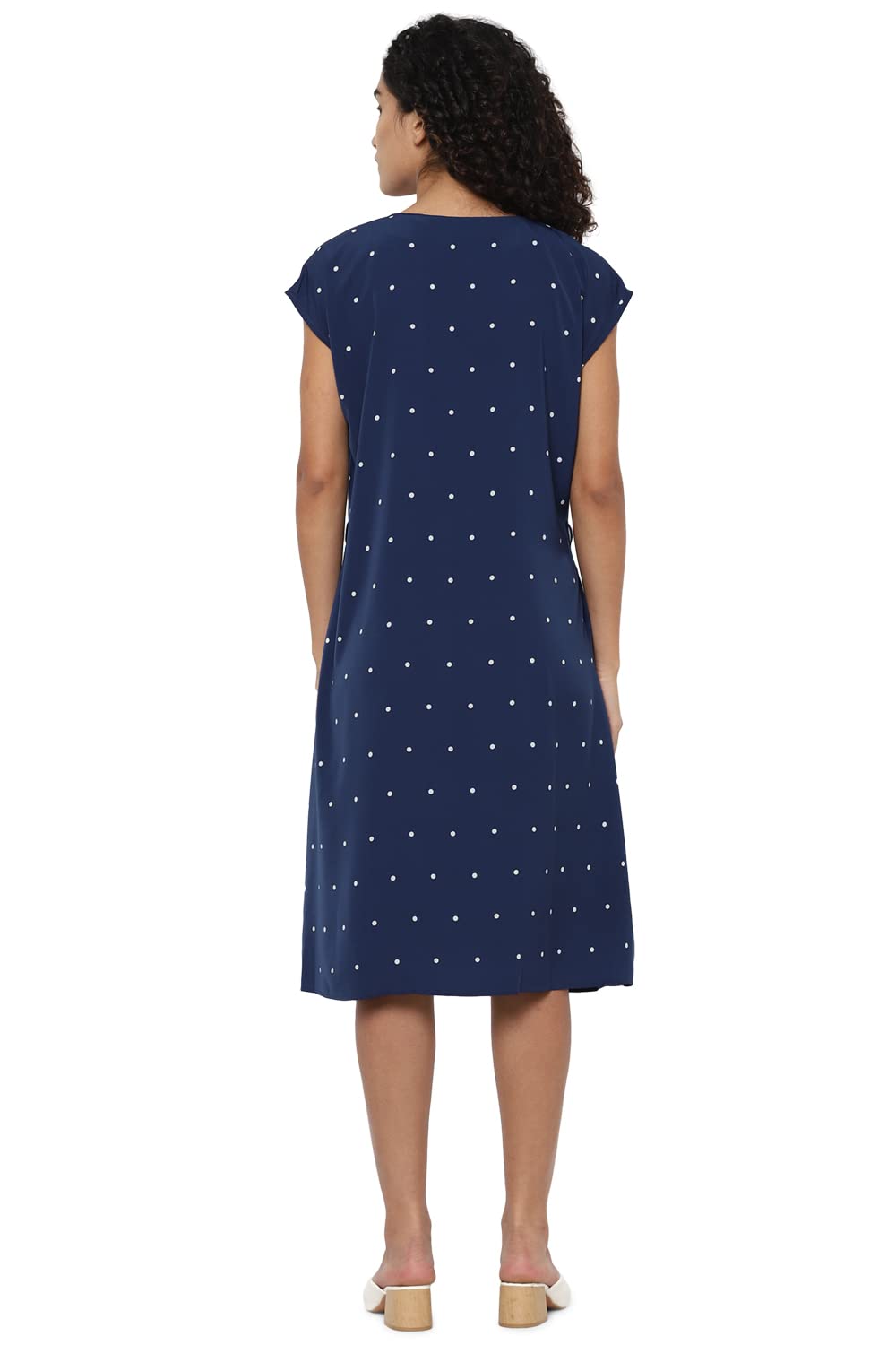 Allen Solly Women's Polyester Classic Mini Dress (AHDRCRGF102561_Navy_L)