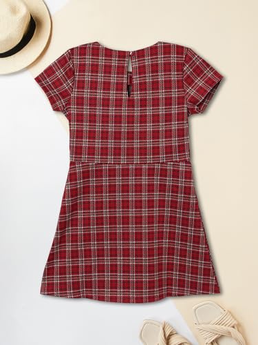 Max Girls Plaid Dress (Red_12-14 Y)