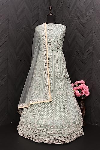 RUDRAPRAYAG Net And Santoon Anarkali Gown for Women | Semi Stitched Embroidered Gown for Women 2026 | Long Gown | Gown in Clothing & Accessories