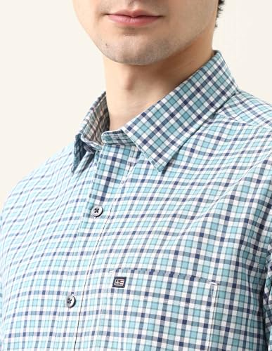 Arrow Sports Men's Checkered Slim Fit Shirt (ASAJSH1362_Green