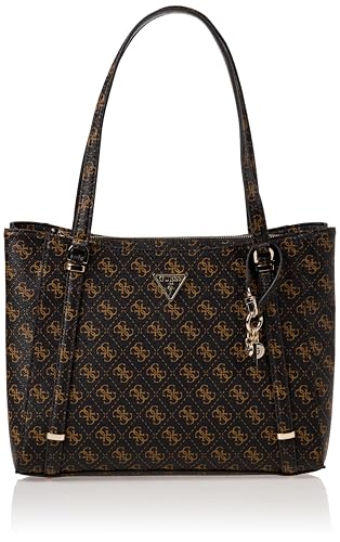 Guess Brown Logo Printed Daryna Elite Tote Bag