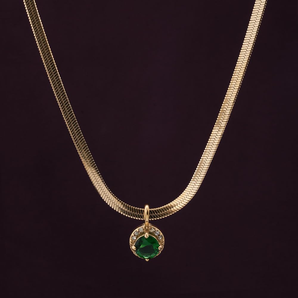 PALMONAS 18k Gold Plated Birthstone Brilliance- May for Women - Gift for Girls & Women | Waterproof & Anti-Tarnish Necklace