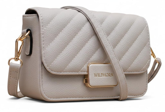 WildHorn Vegan Leather Women’s Crossbody Sling Bag | Ladies Quilted Purse Handbag | Gift for Women (Grey)