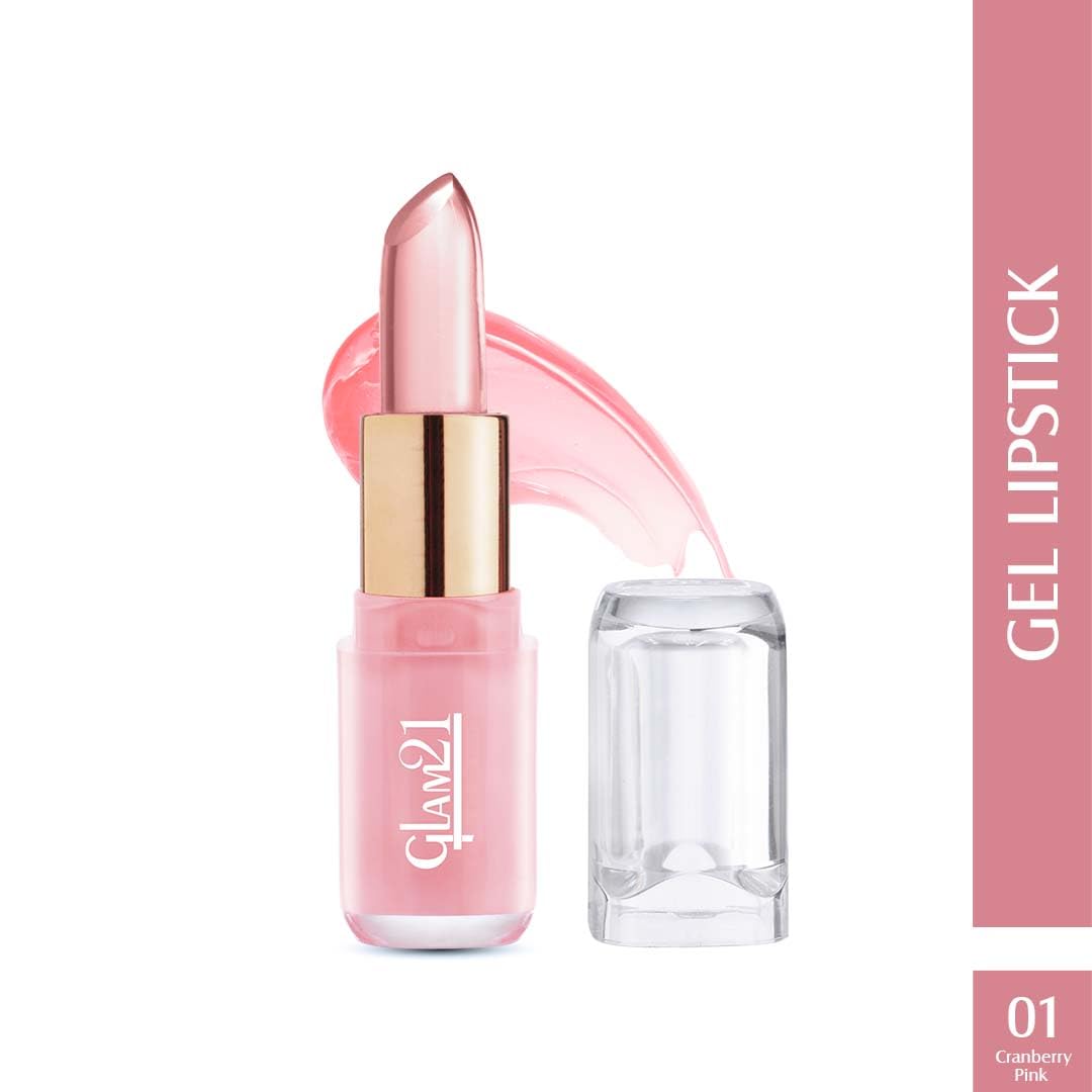 Glam21 Jelly Pop fruity gel lipstick| Moisturising | Glossy Finish | Gives a Natural Colour | Lightweight | 01- Cranberry Pink, 3.5gm
