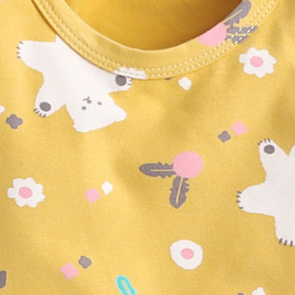 Hopscotch Cotton Unisex Animal Print Top Pajama Set In Mustard Color For Ages 12-24 Months