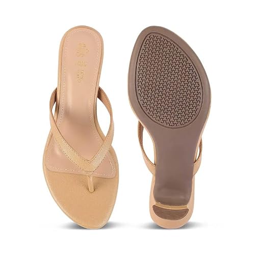 tresmode PUGLIA Women's Heel Sandals Footwear, UK 8 / EU 41 - Soft Comfortable Casual Formal Office Fancy Shoe Wear (Beige)