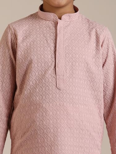 Manyavar Blended Cotton Thread Work Kurta Pyjama Set for Child(4-5 years)