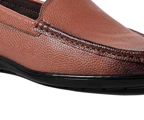 LOUIS STITCH Men's Russet Tan Slip-On Loafers | Ultra Lightweight Slip-On Solid Formal Shoes for Men | Loafers with All-Day Comfort | LSFLPDMPUTN | UK-9
