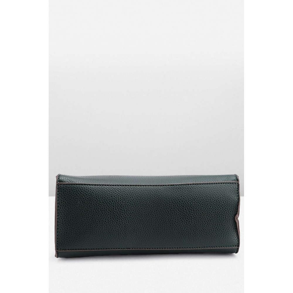 Anne Klein Faux Leather Zipper Closure Women's Satchel Bag (Green, XL)