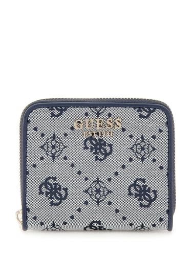 GUESS Navy Logo Printed Neda Small Zip Around Wallet