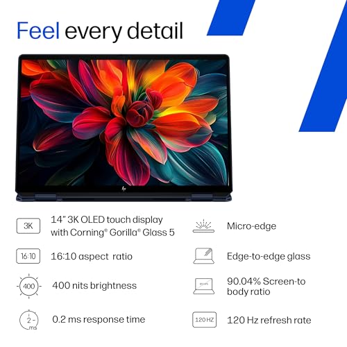 HP Omnibook Ultra Flip, Intel Core Ultra 9 288V (32GB LPDDR5x, 2TB SSD), 3K, OLED, 120 Hz, Micro -Edge, 14''/35.6cm, Win11, M365* Office24, Blue, 1.34kg, fh0369tu, 9MP IR AI Camera, Backlit Laptop