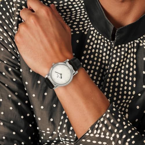 Titan Quartz Analog White Dial Black Leather Strap Watch for Men - NR1855SL01